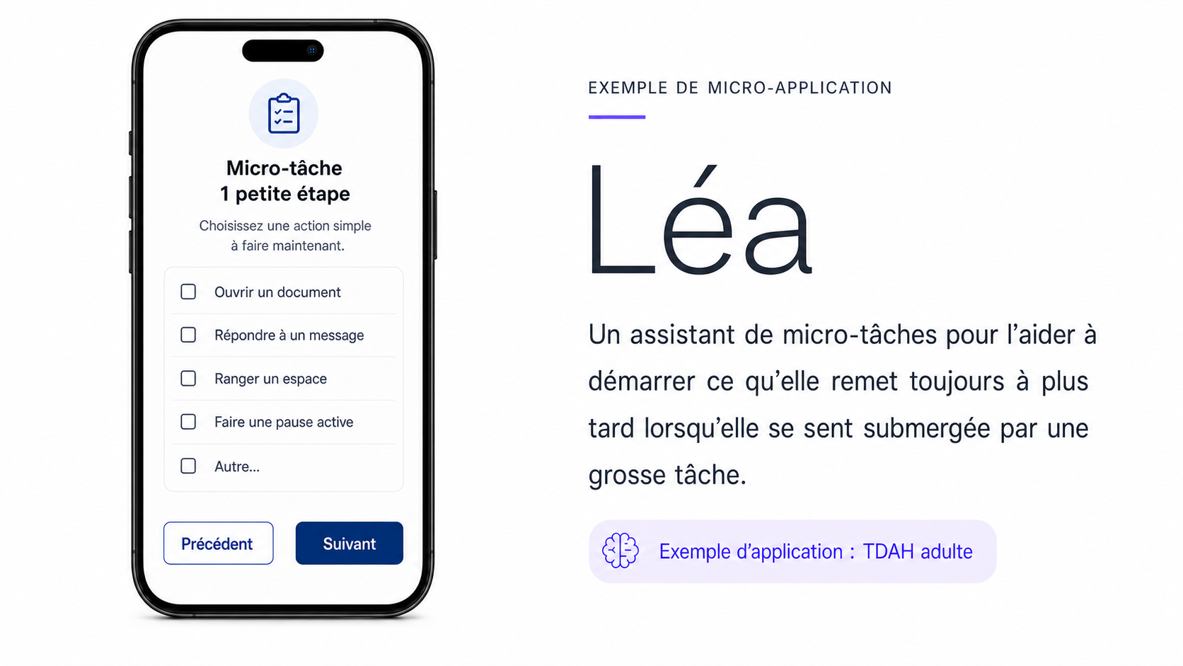 Léa — micro-tâches (TDAH adulte)