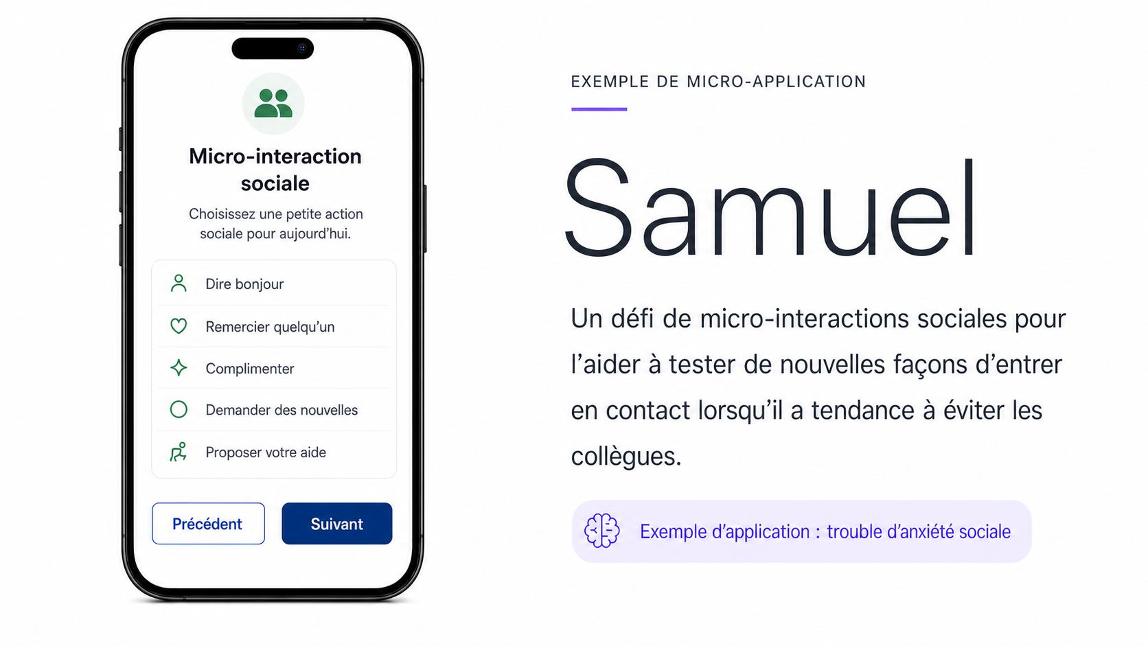 Samuel — micro-interactions sociales (anxiété sociale)